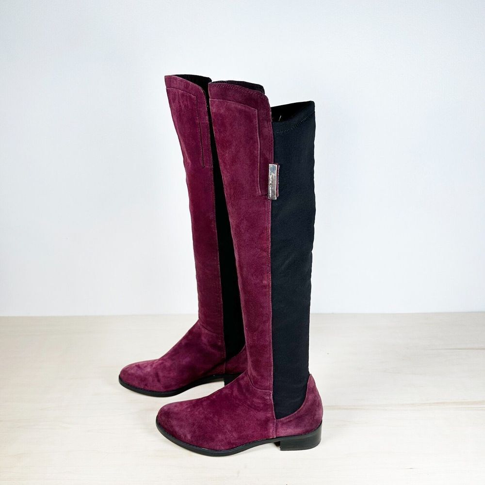 Vince Camuto‎ KELLISI Black Burgundy Knee High Stretch Boots Women's Size 6.5M
